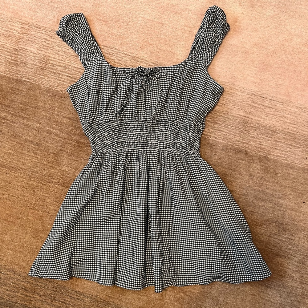 Gap Gingham Smocked Waist Mini Dress